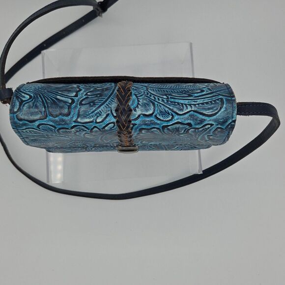 Patricia Nash Apricale Crossbody Safflower Blue Mediterranean Tooled EUC - Picture 6 of 13